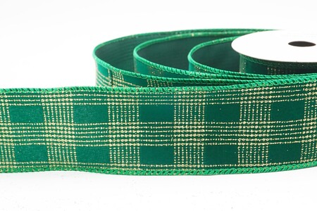 Green Classic Plaid Check Wired Ribbon_KW0468GC-15-49